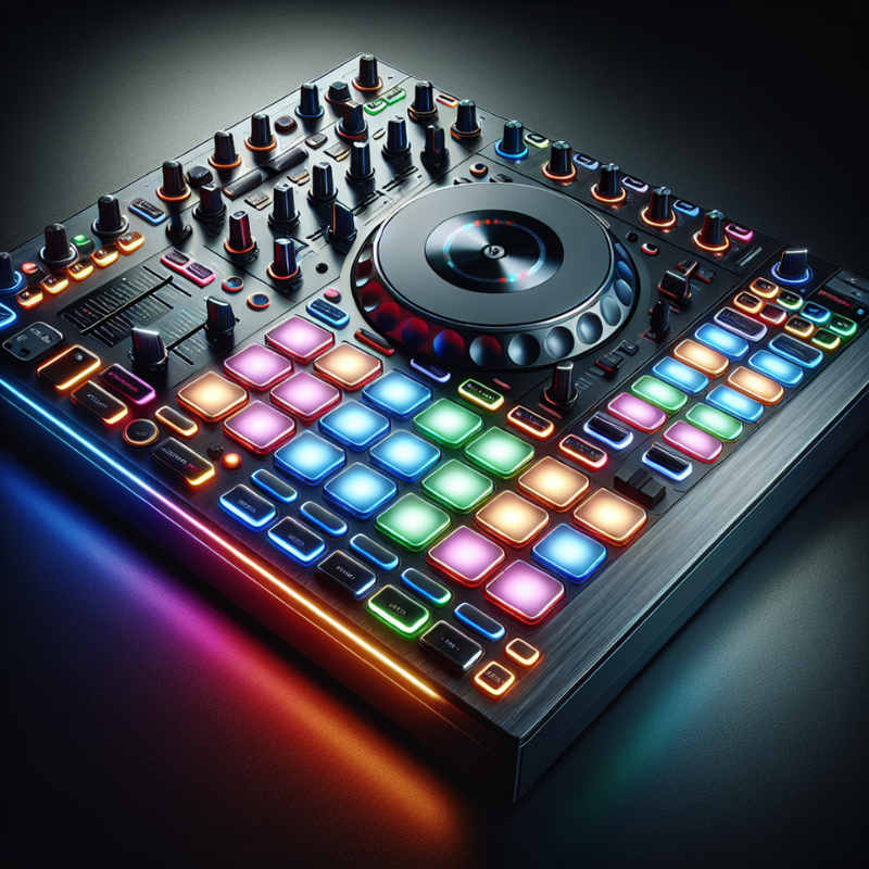 neon back-lit DJ controller