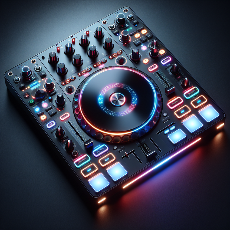 neon backlit single DJ controller