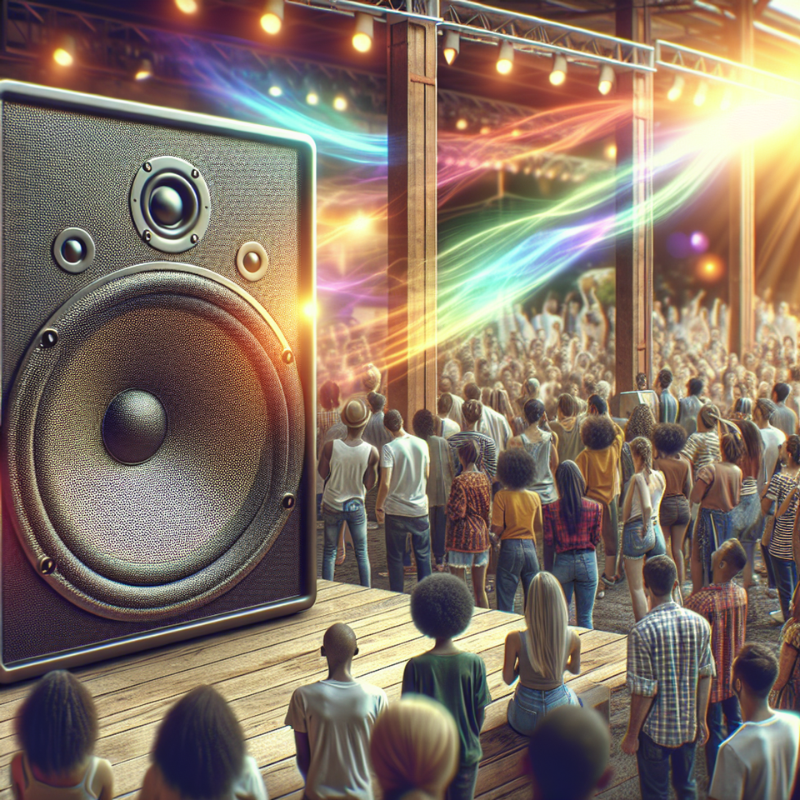 loudspeaker in front of crowd at outdoor-venue