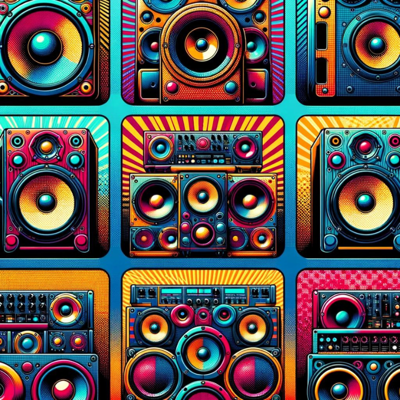 artistic depiction of dj loudspeakers