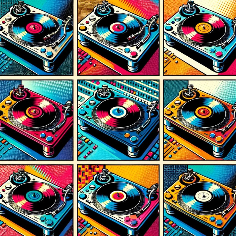 artistic depiction of dj turntables