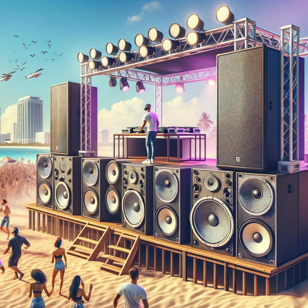 collection of dj loudspeakers